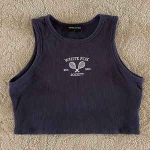 White Fox Cropped Tennis Tank